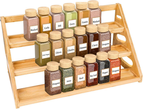 Banlilus Spice Rack - Bamboo Wood Spice Rack Organization for Cabinet/Countertop