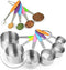 New Version! 11 Piece Measuring Cups and Spoons Set by Laxinis World - Stainless Steel with Silicone Handles