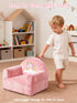 Cozy Kids Sofa Chair with Removable Washable Cover & Magic-Tape Backrest Toddler Chair, Crystal Velvet Furniture