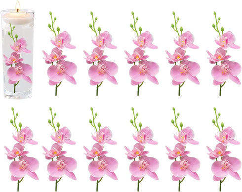 ARDUX 12 Pieces Artificial Flowers for Floating Candles, Mini Artificial Orchid Flower Vase Fillers for Wedding Dining
