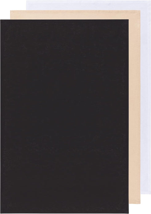 Now Designs Floursack Kitchen Towels, Set of Three, Black/Oyster/White
