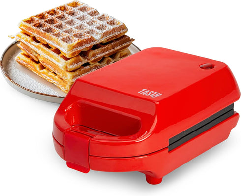 Tasty Mini Nonstick Waffle Maker, Perfect for Individual Waffles, Quick Results, 600W Red
