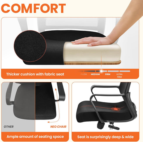 NEO CHAIR Office Desk Chair Gaming Computer Chair Ergonomic Mesh Mid Back with Rolling Wheels Lumbar Support Comfy