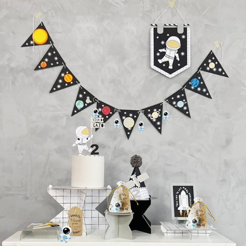 Astronaut Space Party Favors, 18 Sets with Keychains, Star Moon Organza Bags for Party Supplies