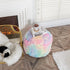 Asuprui Pouf Ottoman, Unstuffed Round Bean Bag Poof Seat, Soft Faux Fur Footrest Stool 20x20x12 Inches, Rainbow Cover