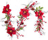 DearHouse 5.3 Ft Artificial Poinsettia Christmas Garland with Red Berries, Holly Leaves, Pine Cone Decor