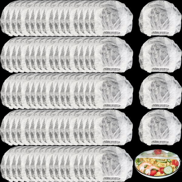 RONYOUNG 300PCS Elastic Disposable Plastic Bowl Covers for Food Storage, Stretch Lids, Fresh Keeping Bags