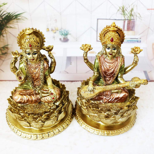 BangBangDa Hindu Goddess Lord Laxmi Statue - Lakshmi Indian God Home Office Temple Mandir Puja Items Figurine
