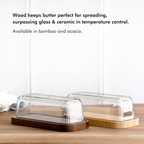 KIVY Glass Butter Dish with Airtight Lid - For Countertop and Refrigerator Door Shelf, Covered Butter Holder