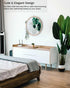 Poeme (17 Inch) Boho Wall Mounted Circle Mirror, Wooden Round Wall Decor for Bathroom Living Room Bedroom, Decorative