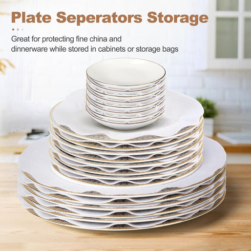 Imperius Set of 96 Felt Plate China Storage Containers - Thick Premium Soft Dish Storage Dividers - 24-10", 48-6",