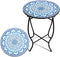 Weogot Round Side Table, 14 Patio Accent Weather Resistant Metal Side Table for