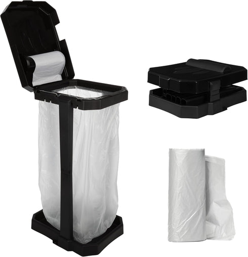 Wakeman Heavy Duty Black Trash Bag Portable Trash Bag Holder Stand with
