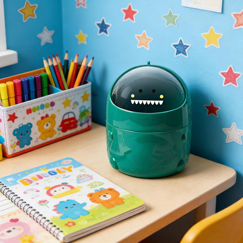 TIE-DailyNec 90 Desktop Trash Can with Trash Bags, Cute Trash Can Creative Waste Basket Storage bin, Plastic Garbage