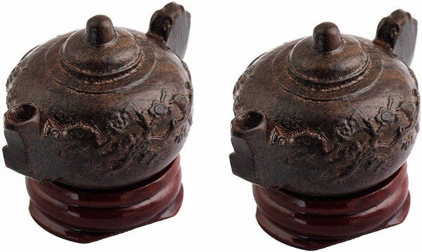 SUNYIK Teapot Statue Carved Figurine Decor, Home Guardian - Pack of 2