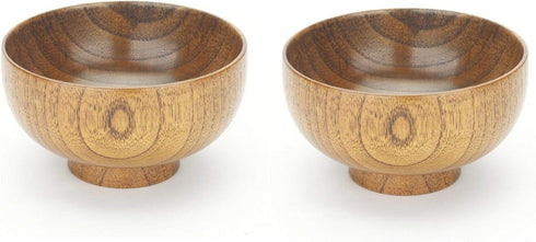 JapanBargain 1653 Wooden Miso Soup Bowls, Japanese Zen Style Dessert Bowl, Set of 2