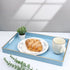 15.6" 10.2" Spsyrine Blue Decorative Serving Tray with Handles, Elegant Plastic Coffee Table Tray for Ottoman, Living