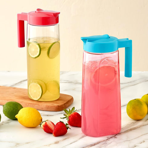 Amazing Abby Slim Tritan Pitcher 64 oz, Unbreakable Plastic Water Pitcher with Lid, BPA-Free, Dishwasher-Safe