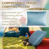 Ivellow Compressible Memory Foam Travel Pillow - Shredded Firm Supportive Camping Pillow for Adults Kids, Blue-M