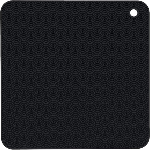 Silicone Trivets Mats for Hot Pots and Pans, Non-Slip Heat Resistant Hot Pads Set of 2, Black