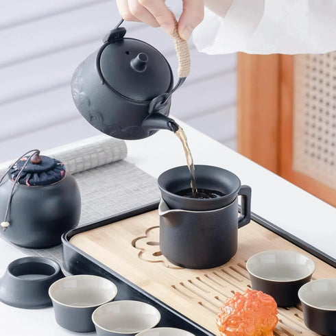 Set, Set 8oz Teapot,14-Piece ICHAG Japanese & Chinese Tea Adults' Portable Gongfu Tea with Teapet with Porcelain
