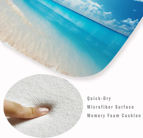 35.5x21.5 inch LYFANS Blue Sky Blue Ocean Thick Anti Fatigue Carpet, Extended Bathroom Bath Mat, Kitchen Non Slip Mat