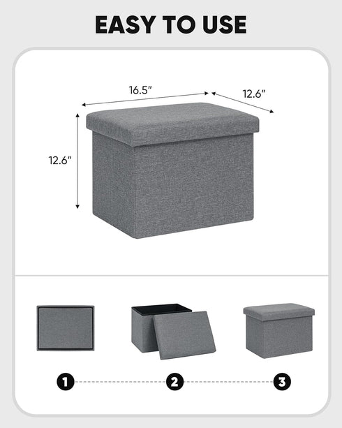 16.5"x12.6"x12.6" B FSOBEIIALEO Folding Storage Ottoman Cube Linen Ottomans for Living Room, Bedroom, Home Office, Dorm
