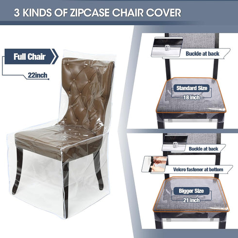 Zipcase 6 Pack Clear Dining Chair Covers/Slipcovers, Waterproof PVC Material, Set of 6