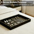 2 Pack Set Dark Walnut Finish Wooden Valet Tray with Black Woven Faux Leather Base, MDF Construction, Nightstand