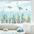 decalmile Summer Under The Sea Seaweed Double Sided Window Clings, Ocean Grass Turtle Fish Window Decals for Glass