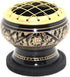 Govinda Small Decorated Brass Charcoal Screen Incense Burner with Wooden Coaster