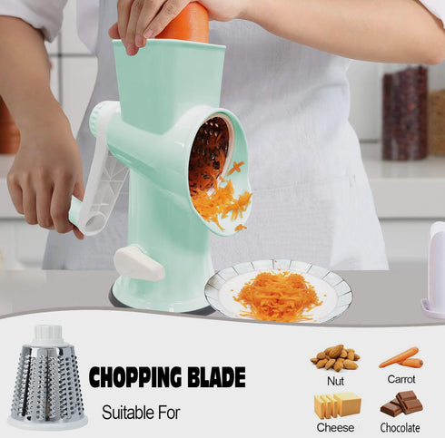 GOTOSOBAY Cheese Grater with Handle,Multifunctional Rotary Cheese Grater,Kitchen Cheese Shredder Can Easily Chop