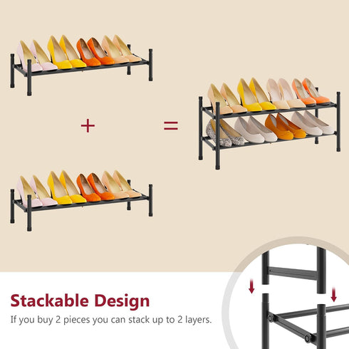 Closet 1 28-41Adjustable Closet, Tajsoon Expandable Shoe Rack for Tier, & Stackable Shoe Shelf Storage, Metal Shoe Rack