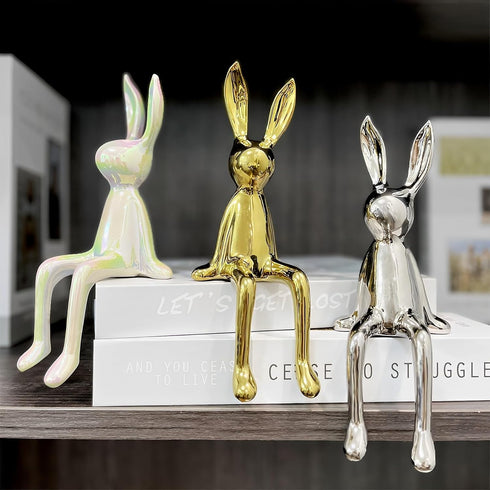 Jubiluxor 3-Piece Rabbit Decor Sculptures - Home, Office, Living Room, Bedroom - Accents, Decorations, Figurines