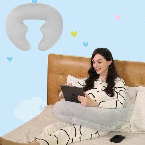 AmyWtb Ergonomic U-Shape Gaming & Lap Pillow - Crochet Pillow & Reading Support Pillow with Arm Relief, Comfort