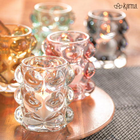 Karma, Lucia Hobnail Votive, Tea Lights Candle Holder, Glass Votive Candle Holders for Table Decorations, Baby Shower
