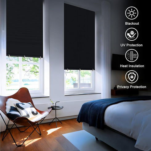 Blackout Curtains for Bedroom, Self Adhesive Indoor Blackout Blinds, UV Protection Roller Window Shades