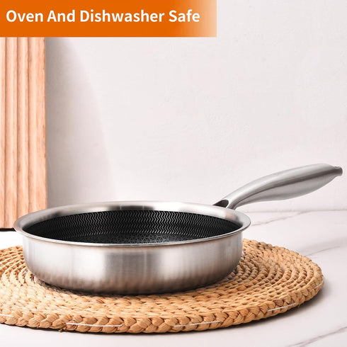 DELARLO 6-Inch Whole Body Tri-Ply Stainless Steel Mini Frying Pan, Oven Safe Induction Skillet, Detachable Handle