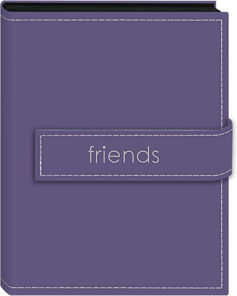 Pioneer Embroidered Strap Sewn Leatherette Cover Mini Photo Album, Assorted "friends" or "Love" in Lavender