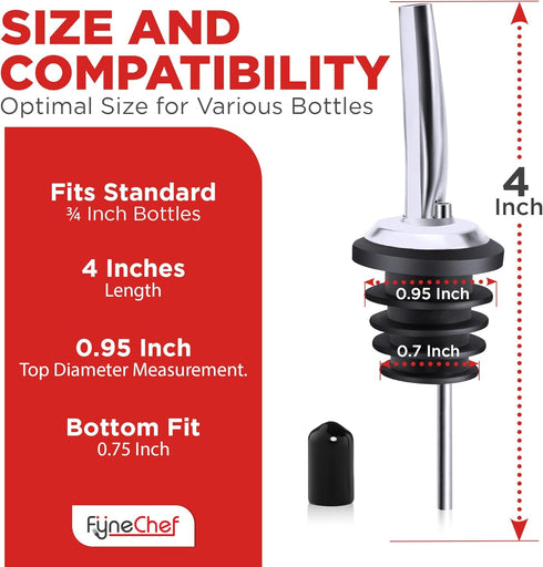 48 Pack Stainless Steel Bottle Pourers for Alcohol, Liquor, and Wine - Bar Accessories, Spouts for Bottles