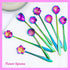 9 PCS Rainbow Flower Spoon Set, LEEFONE 2 Different Size Stainless Steel Reusable Teaspoons for Coffee Sugar Dessert