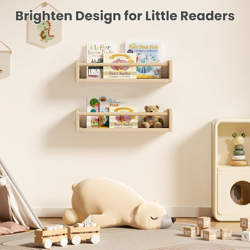 2 Pack 15.7 Inch upsimples Nursery Book Shelves, Floating Bookshelves for Wall, Baby Nursery Decor, Small Solid Wood
