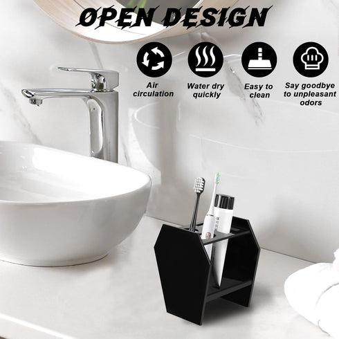 MUOUAKATE 3 Gothic Decor Coffin Toothbrush Holders for Bathrooms - Black Acrylic Halloween Goth Bathroom Decor, Spooky