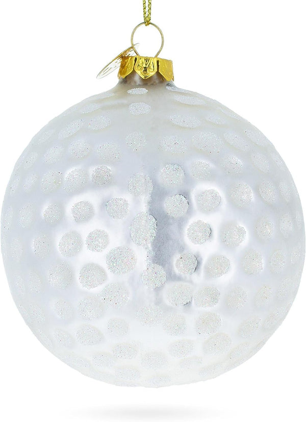 Textured Golf Ball Blown Glass Christmas Ornament