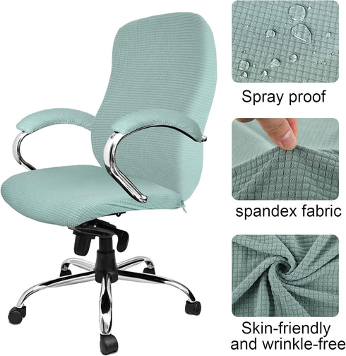 Tatuo 3 Pcs Computer Office Chair Cover, Universal Rotating Chair Slipcovers, Removable Washable Armrest Covers (Green)