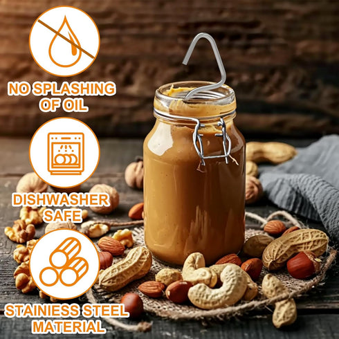 16 26 OZ 10 Vodolo Natural Peanut Butter Stirrer Tool,Nut Butter Mixer Kit Fits - Jars with Silicone Jar Spatula