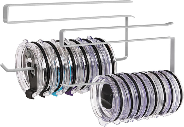 2 Pack Tumbler Lid Organizer, Horizontal Tumbler Lid Storage Hook Up to
