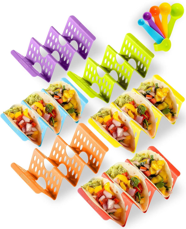 Premium Large Taco Holder Stand, Colorful Holders Set of 6 or 4 for 3 Tacos, Soft or Hard Shell Holder