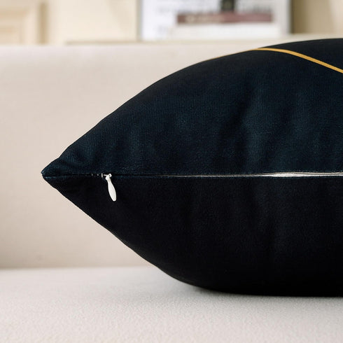 BONSTRAP 20x20 Set 2 Black Decorative Throw Pillow Covers Gold Line Ginkgo Cushion Covers Plant Leaf Velvet Modern