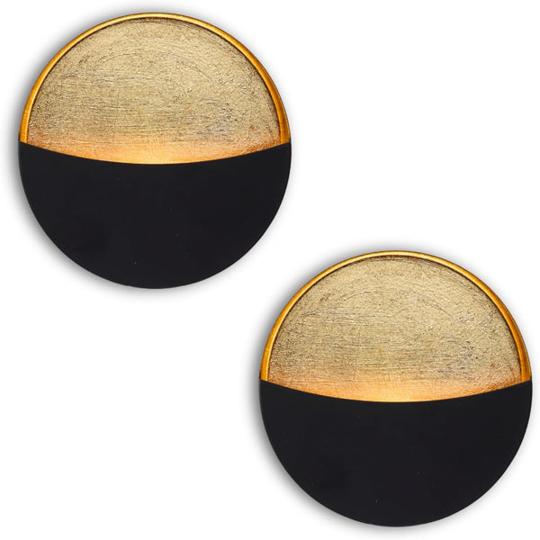 Black Wall Candle Holder Set of 2 with Gold Leaf Interior, Metal